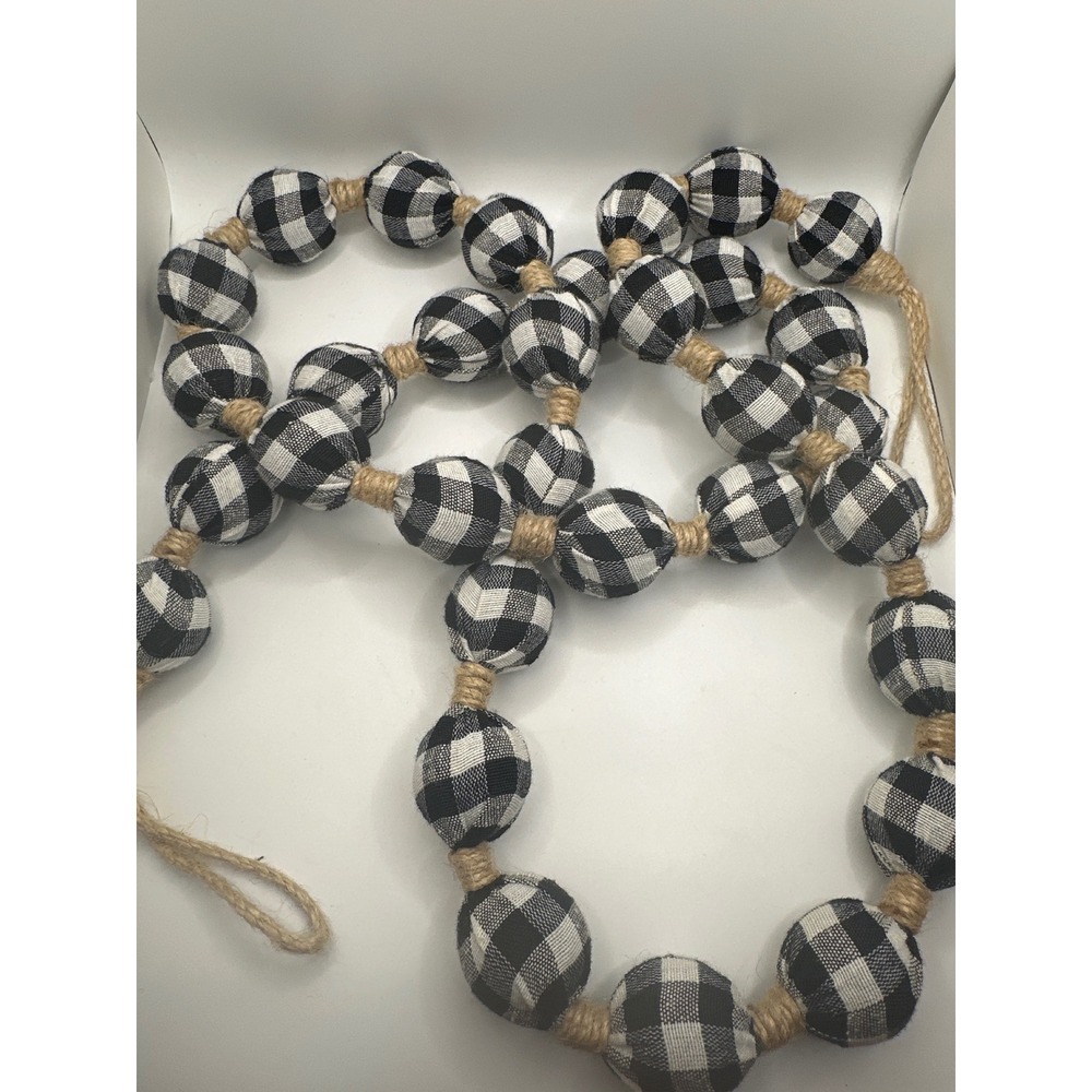 Buffalo Check Garland Farmhouse‎ Black White Bead Garland Rustic Holiday Decor